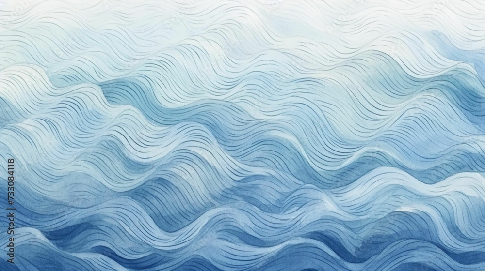 AI generated illustration of an abstract pattern of blue waves