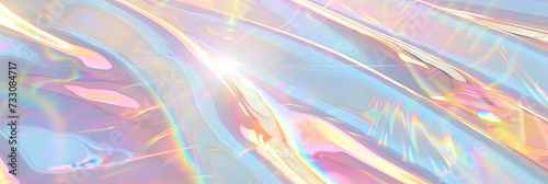 Sunlight flare background with light refraction and reflection. rainbow foil texture. Soft holographic pastel unicorn marble background