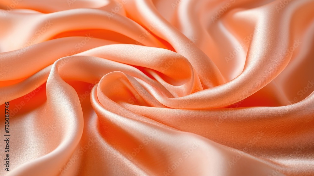 Peach Fuzz silk fabric, showcasing its luxurious sheen and soft peach color, filling the entire screen with a sense of elegance and smoothness Peach Fuzz silk fabric, showcasing its luxurious sheen and soft peach color, filling the entire screen with a sense of elegance and smoothness