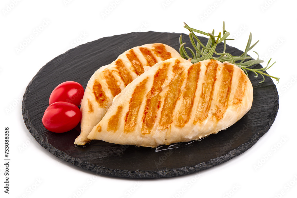 Grilled chicken fillet, isolated on white background. Grilled chicken fillet, isolated on white background.