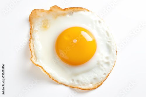 Top view, Relistic Fried egg isolated on white background. photo