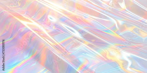 Sunlight flare background with light refraction and reflection. rainbow foil texture. Soft holographic pastel unicorn marble background 