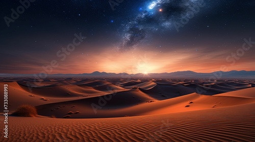 Astral Oasis: An AI-Generated Hyperrealistic Desert Landscape with Vibrant Starlit Skies