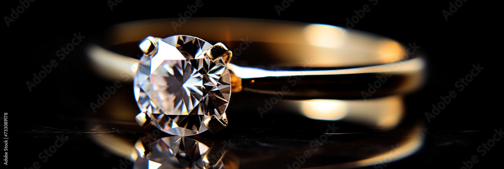 A beautiful gold engagement ring with a diamond