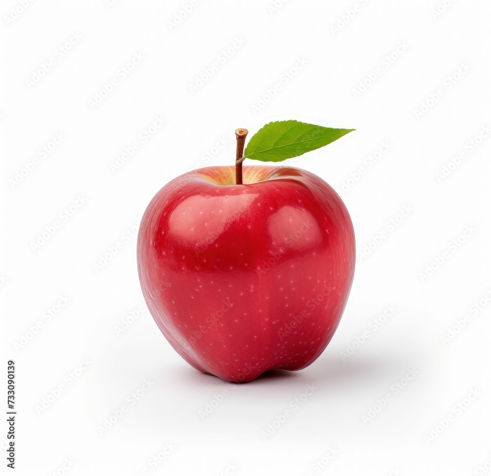 Ripe red apple isolated on a white background. AI-generated. Ripe red apple isolated on a white background. AI-generated.