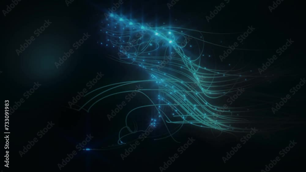 Blue lights lines waving animation background 