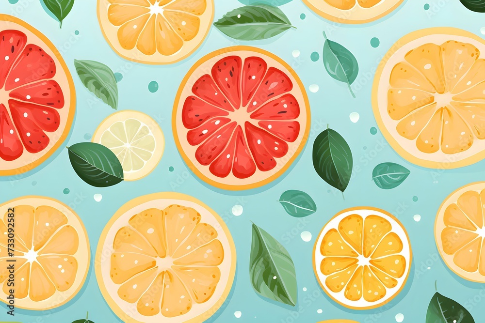 AI generated illustration of colorful citrus slices