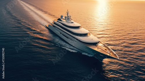 Luxury mega yacht in the ocean. © tong2530