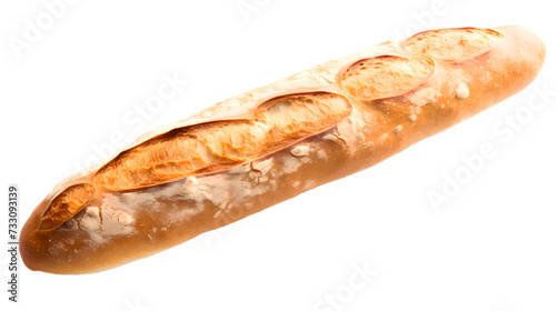 long fresh baguette isolated cut out