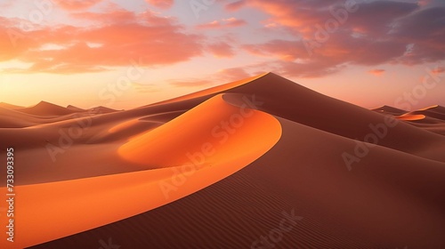 sunset in the sahara desert, taken from the dunes below © Wirestock