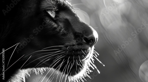 Majestic panther closeup. Copy space. AI generated. photo