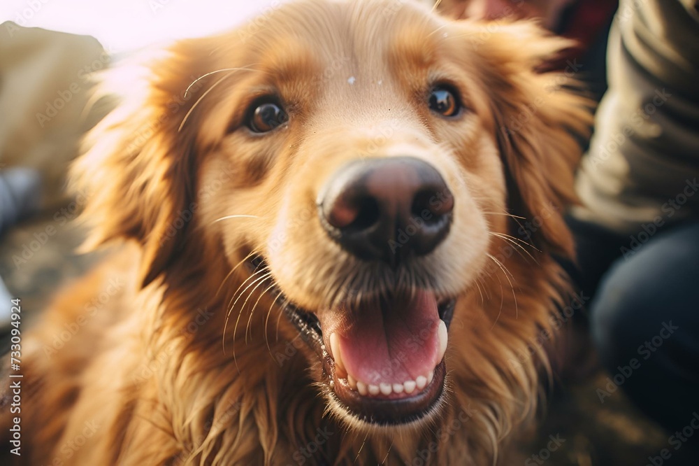 AI generated illustration of a cheerful golden retriever dog