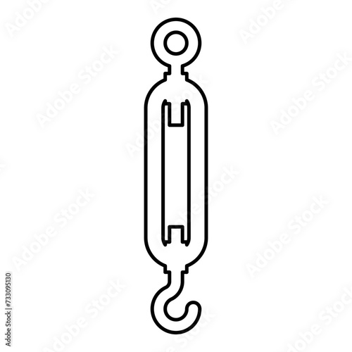 Turnbuckle tensioning wire concept hardware contour outline line icon black color vector illustration image thin flat style photo
