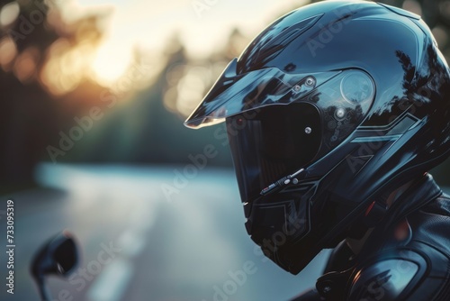 Close Up of a Person Wearing a Motorcycle Helmet