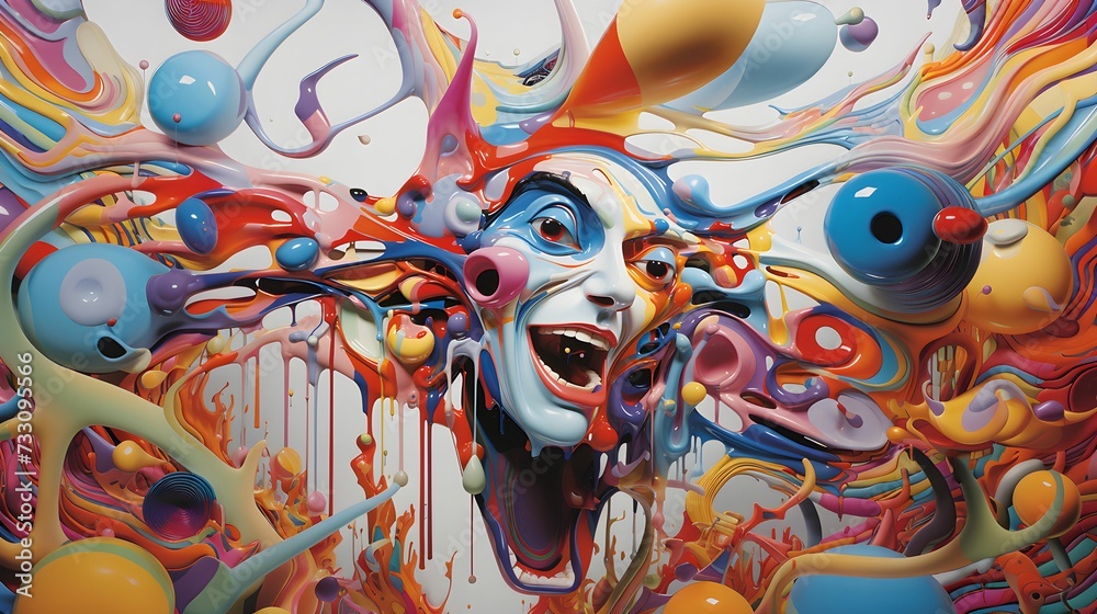 Fototapeta premium AI generated illustration of an artistic, monstrous figure in vibrant colors