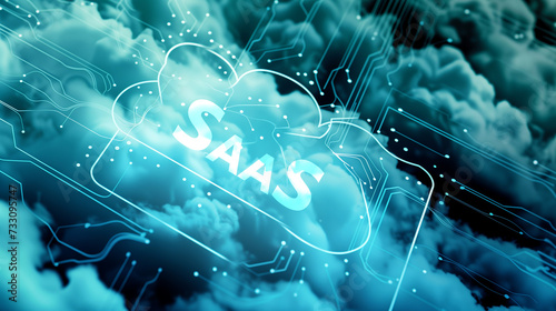 saas cloud computing platform for enterprises, in the style of dark white and sky-blue, contained chaos, abrasive authenticity, liquid emulsion printing, light gold and sky-blue photo