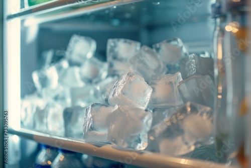 Fridge box Filled With Numerous Ice Cubes