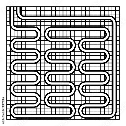 Electric floor heating warm heated contour outline line icon black color vector illustration image thin flat style