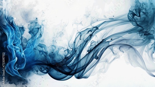 AI generated illustration of an abstract swirling blue smoke on a white background