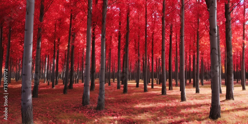 Red trees in autumn