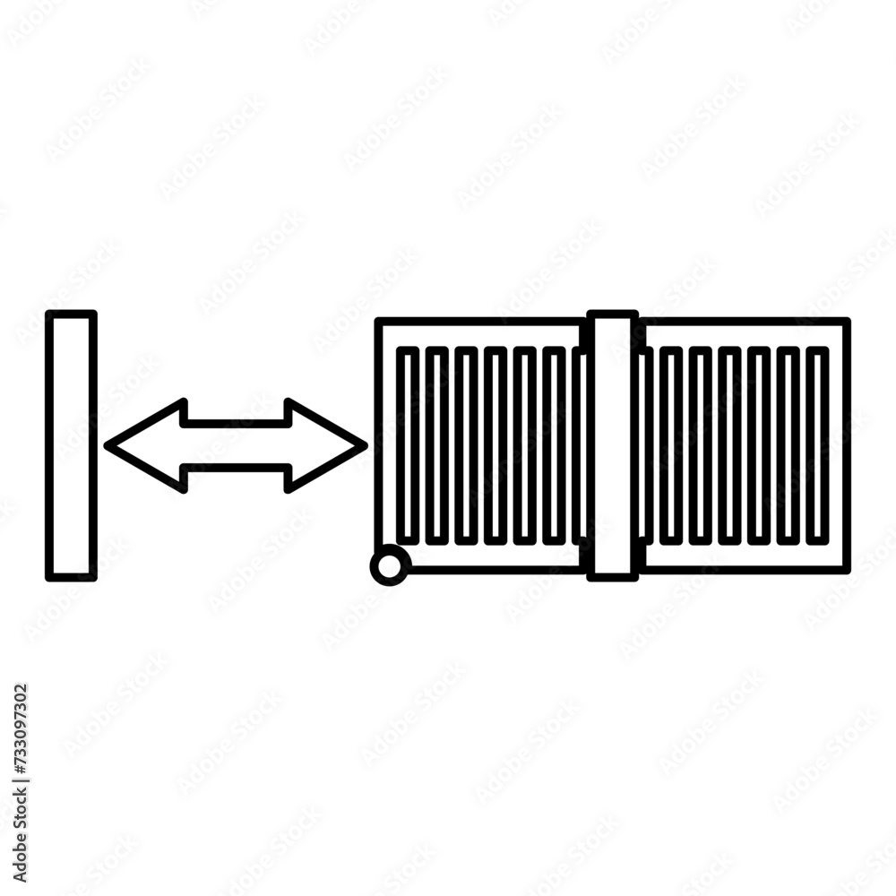 Sliding gates automatic lattice fence system entry enclosure contour outline line icon black color vector illustration image thin flat style Sliding gates automatic lattice fence system entry enclosure contour outline line icon black color vector illustration image thin flat style
