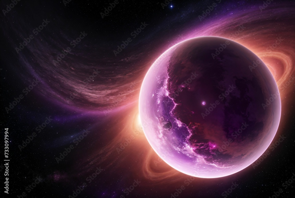 Imaginary purple planets and nebulae