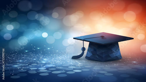 Graduation Cap on Abstract Bokeh Background Symbolizing Future Success and Education Achievement