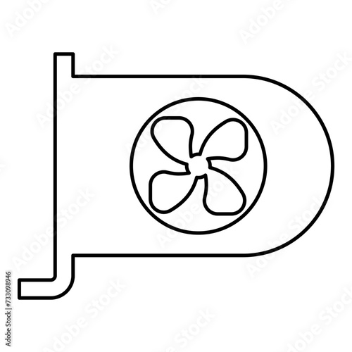 Graphic card GPU PC personal computer hardware components contour outline line icon black color vector illustration image thin flat style