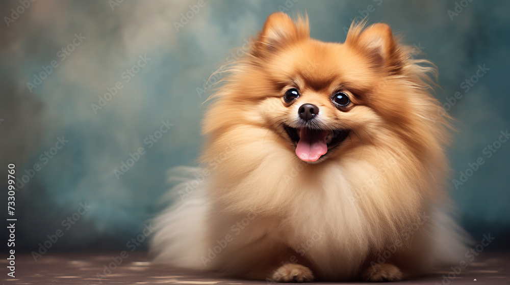 Pomeranian with a fluffy mane and cute face