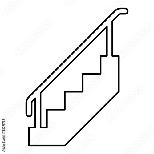 Staircase with railings stairs with handrail ladder fence stairway contour outline line icon black color vector illustration image thin flat style