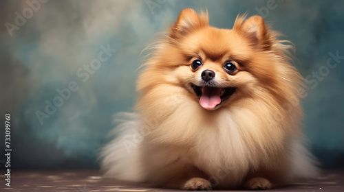Pomeranian with a fluffy mane and cute face