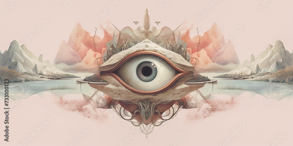 Illustration of Ajna Chakra, also known as the Third Eye representing spiritual enlightenment - obrazy, fototapety, plakaty 