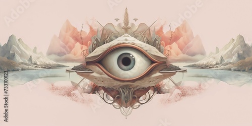 Illustration of Ajna Chakra, also known as the Third Eye representing spiritual enlightenment photo