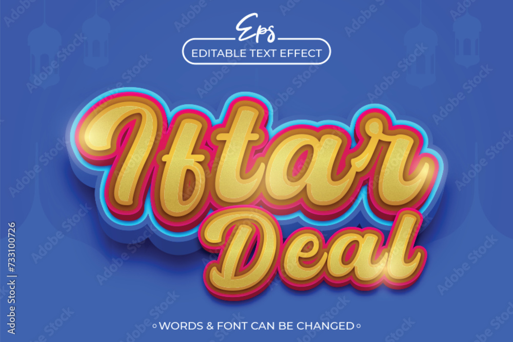 Fototapeta premium Iftar deal editable text effect template