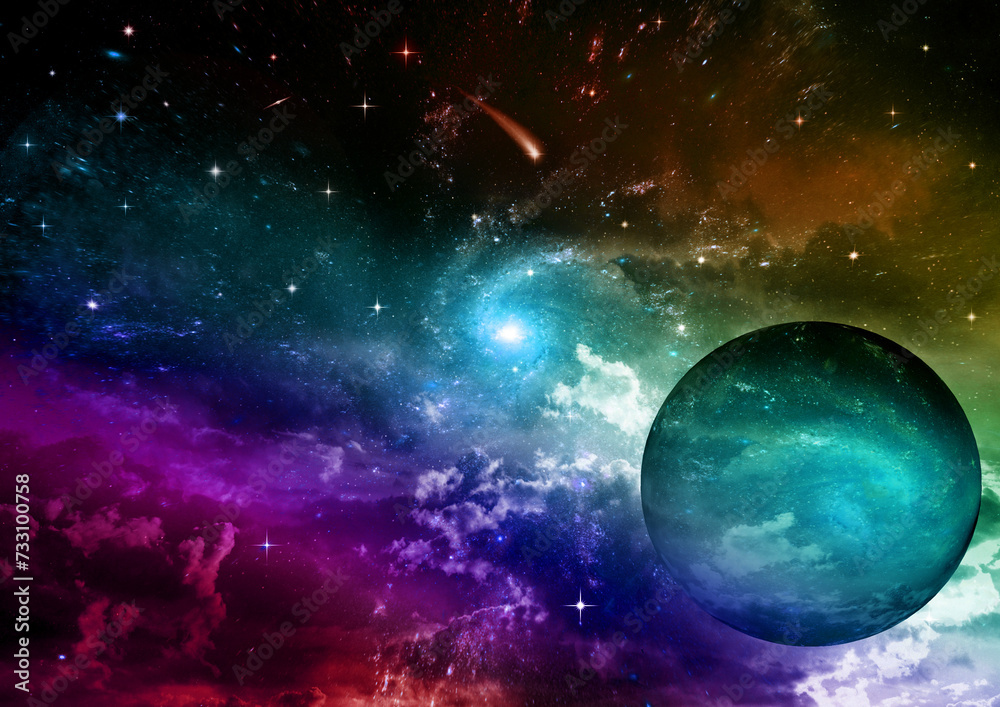galaxy in a free space. 3D rendering