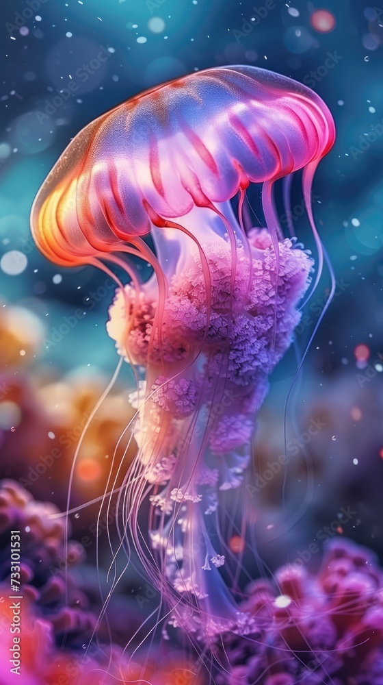 Serene beauty: captivating jellyfish in the underwater world, a mesmerizing display of aesthetics, tranquility, and marine elegance, perfect for serene aquatic imagery Serene beauty: captivating jellyfish in the underwater world, a mesmerizing display of aesthetics, tranquility, and marine elegance, perfect for serene aquatic imagery