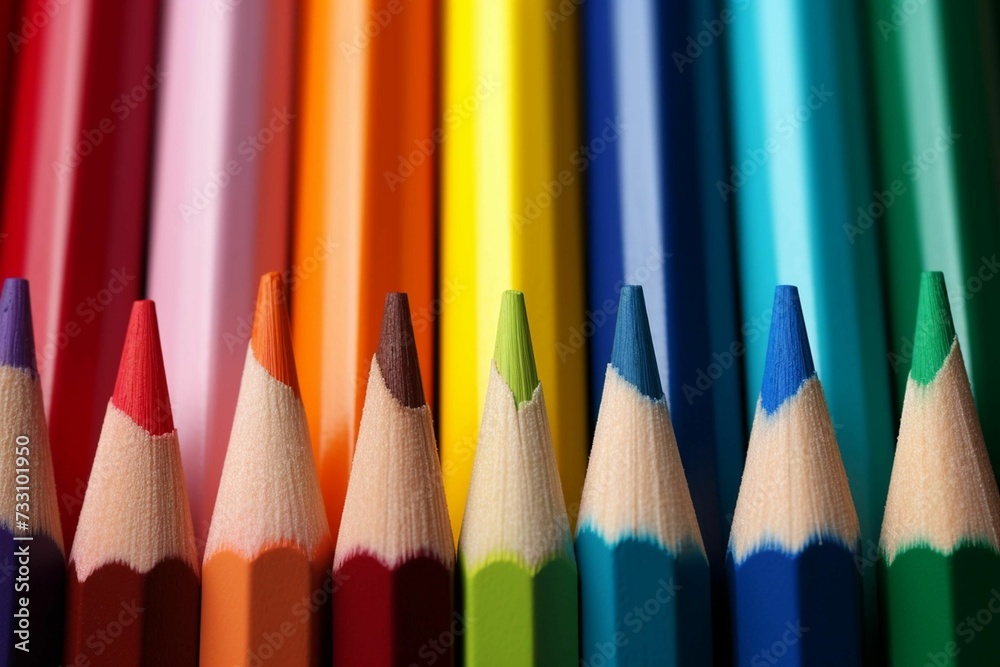 AI generated illustration of an array of colorful pencils AI generated illustration of an array of colorful pencils