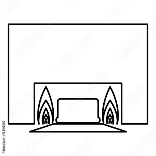 Crematorium cremation process of cremation crematory equipment contour outline line icon black color vector illustration image thin flat style