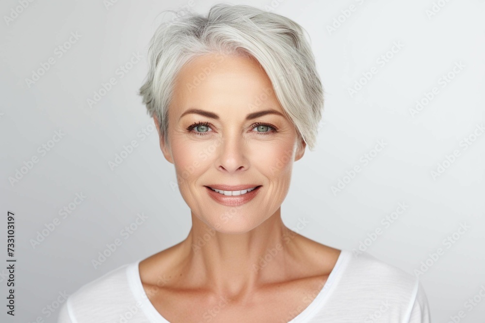 Portrait of an elegant and happy mature woman, AI-generated. Portrait of an elegant and happy mature woman, AI-generated.