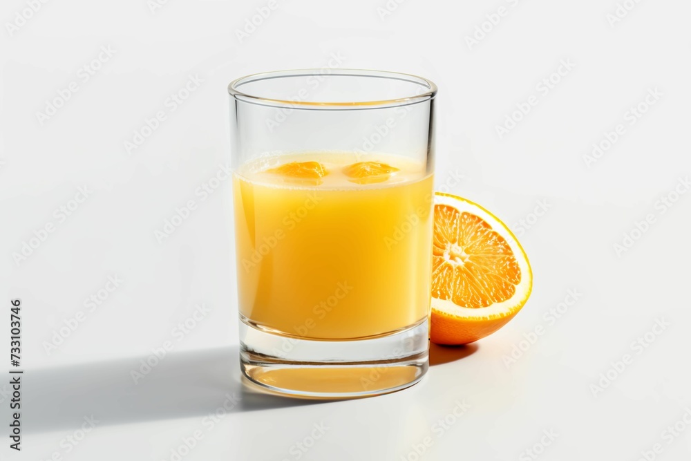 AI generated illustration of a glass of refreshing orange juice isolated on a white background AI generated illustration of a glass of refreshing orange juice isolated on a white background