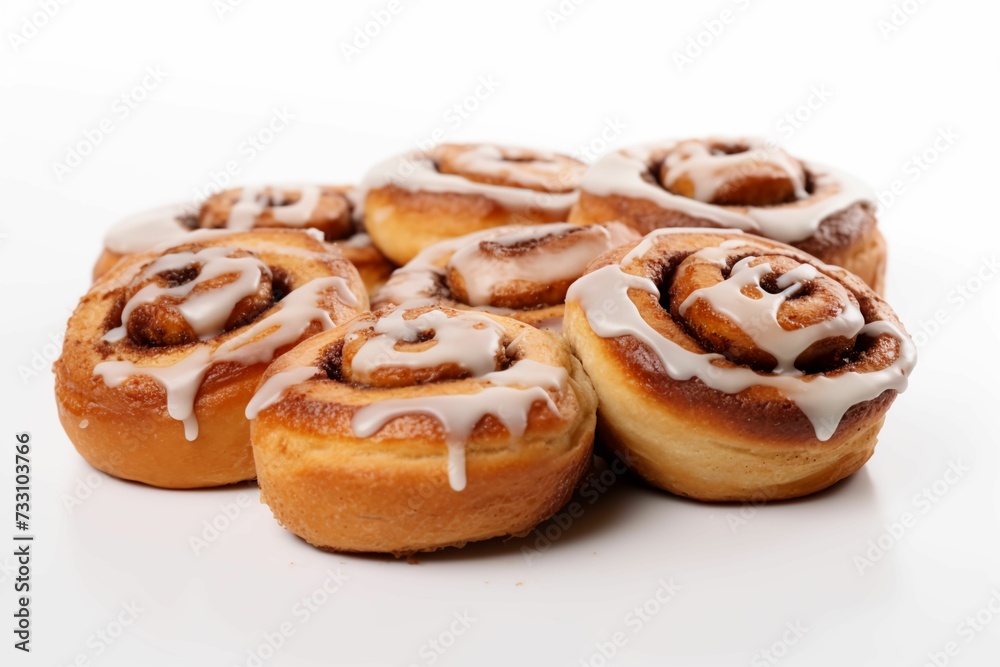 AI generated illustration of traditional cinnamon rolls topped with a layer of sweet icing