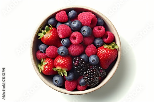 Bowl of fresh ripe berries  strawberry  raspberry  blackberry  blueberry. AI-generated.