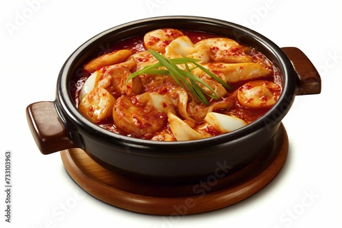 Bowl of Korean Budae Jjigae, ready for a delicious meal