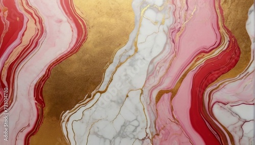 Red_pink_goldyellow_white_marble_pattern_wall_Ink_grap