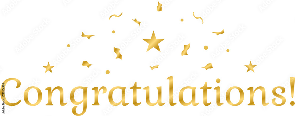 Congratulations! Gold celebration background with confetti, win, prestige, award, popular, trend, prestige, ver 2