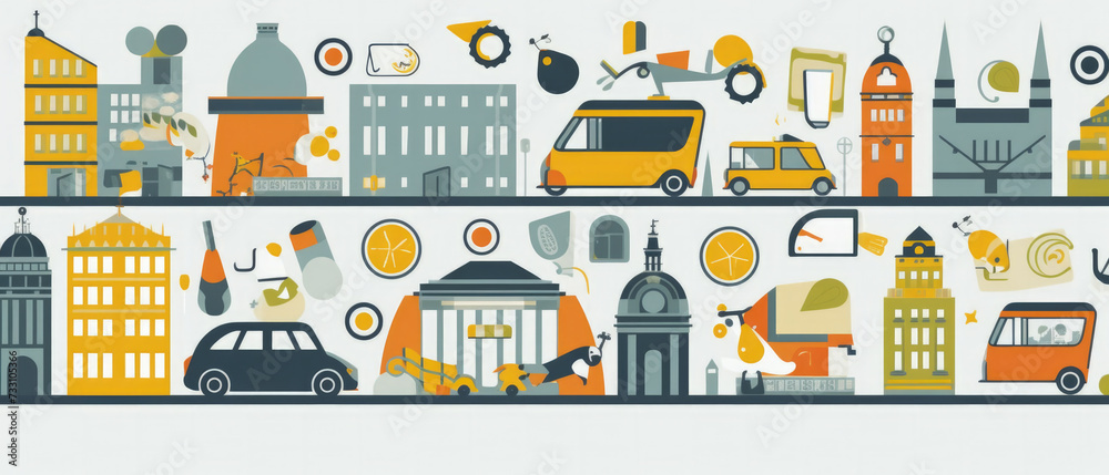 Naklejka premium Germany Famous Landmarks Skyline Silhouette Style, Colorful, Cityscape, Travel and Tourist Attraction