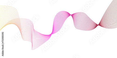 Design element. Many purple line circle ring waves. Abstract wavy stripes on a white background isolated. Creative line Rainbow wave on the white background. abstract vector red colored sound wave.