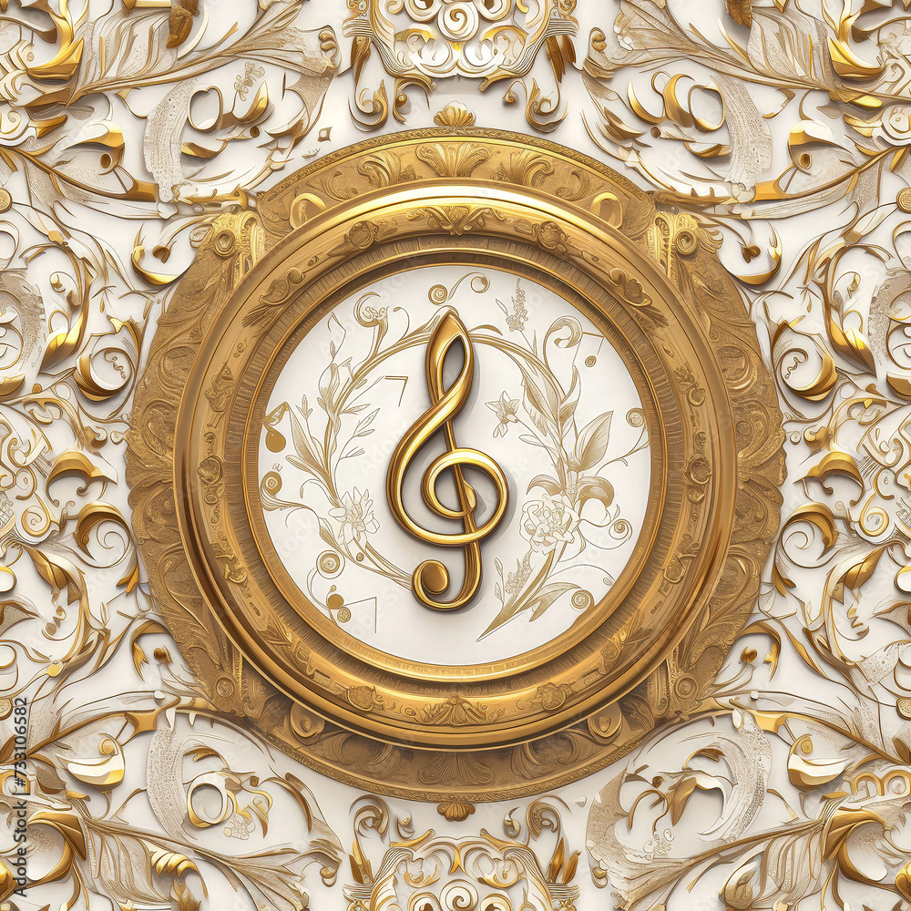 music clef note as background on a seamless tile, ai generated