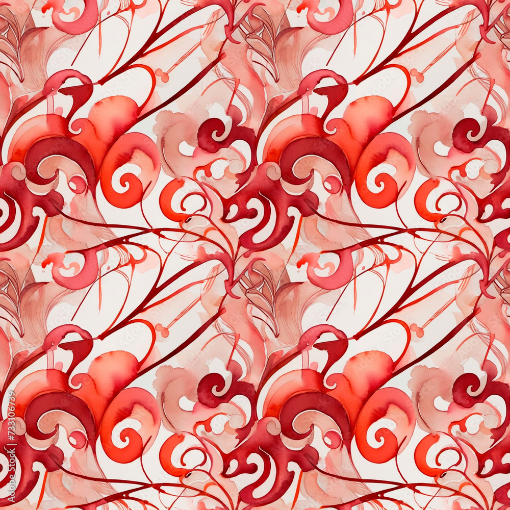 Abstract patterns in watercolor and ink in red tones. gradient background. seamless pattern Abstract patterns in watercolor and ink in red tones. gradient background. seamless pattern