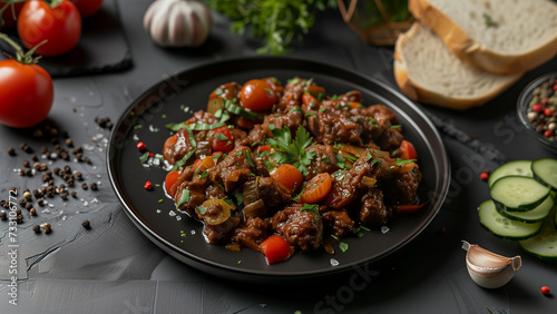 French Elegance: Beef Bourguignon with Fresh Veggies and Herbs